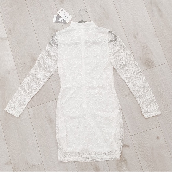 NWT Ivory Long Sleeve Lace Mini Dress - Picture 10 of 10